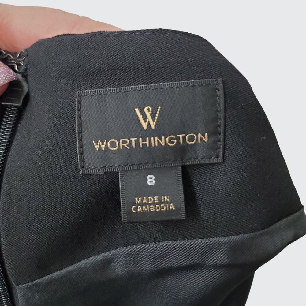 Worthington Womens Black Pencil Skirt Size 8 Polyester Blend Sleek Office Wear - Picture 3 of 7